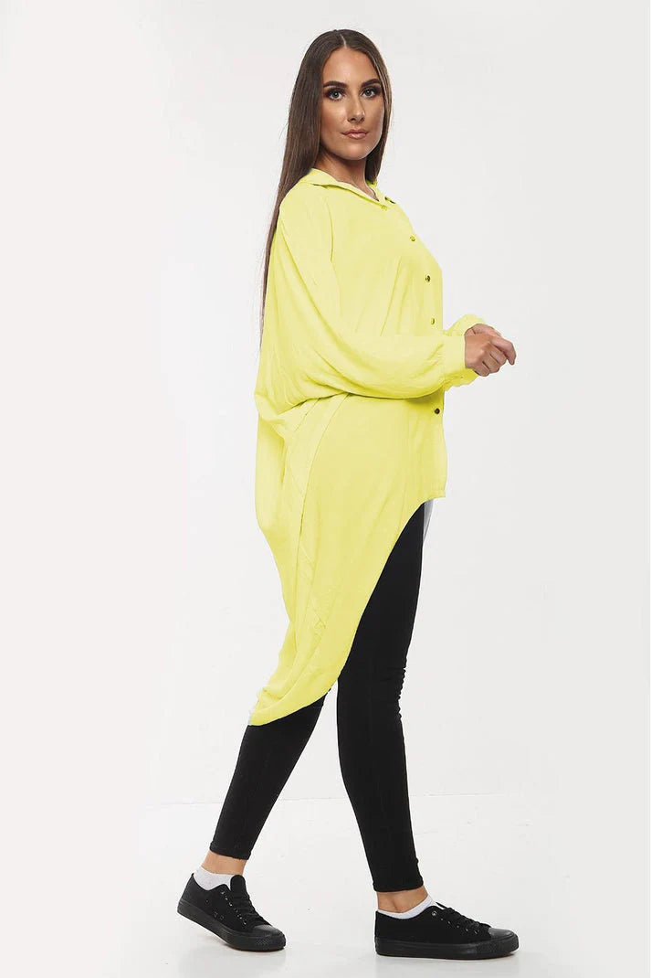 High-Low Oversized Button Long Shirt Dress