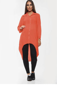 High-Low Oversized Button Long Shirt Dress
