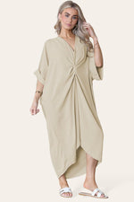 Load image into Gallery viewer, V-Neck Tie Knotted Twisted Front Oversized Longline Midi Dress
