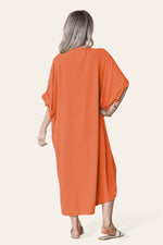 Load image into Gallery viewer, V-Neck Tie Knotted Twisted Front Oversized Longline Midi Dress
