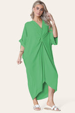 Load image into Gallery viewer, V-Neck Tie Knotted Twisted Front Oversized Longline Midi Dress
