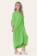 Load image into Gallery viewer, V-Neck Tie Knotted Twisted Front Oversized Longline Midi Dress
