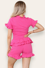 Load image into Gallery viewer, Diamond Frilled Edge Short Co-Ord Set
