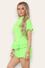 Load image into Gallery viewer, Diamond Frilled Edge Short Co-Ord Set
