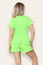 Load image into Gallery viewer, Diamond Frilled Edge Short Co-Ord Set
