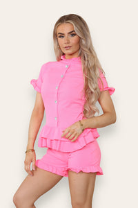 Diamond Frilled Edge Short Co-Ord Set