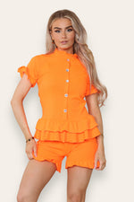 Load image into Gallery viewer, Diamond Frilled Edge Short Co-Ord Set
