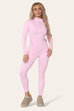 Load image into Gallery viewer, Ribbed High Neck Zipper Collar Jumpsuit Front Unitard Set
