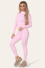 Load image into Gallery viewer, Ribbed High Neck Zipper Collar Jumpsuit Front Unitard Set
