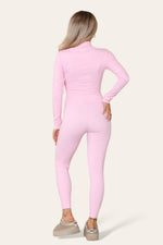 Load image into Gallery viewer, Ribbed High Neck Zipper Collar Jumpsuit Front Unitard Set
