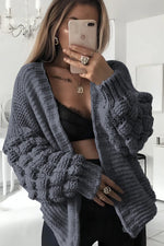 Load image into Gallery viewer, Bubble Sleeves Knitted Cardigan
