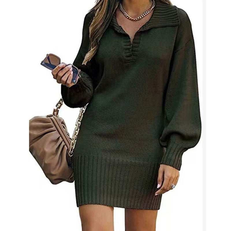 Grey Sweater Mid-Thigh Length Dress