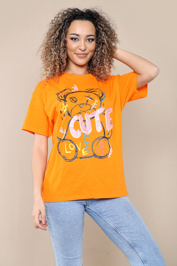 “Cute” Printed Short Sleeves T-Shirt