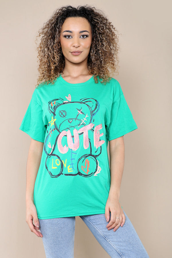 “Cute” Printed Short Sleeves T-Shirt
