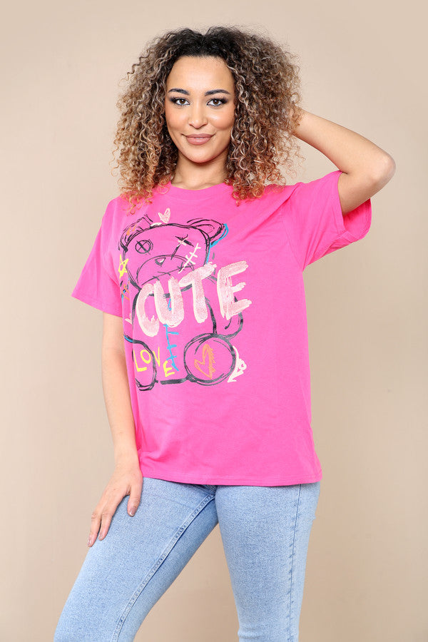 “Cute” Printed Short Sleeves T-Shirt