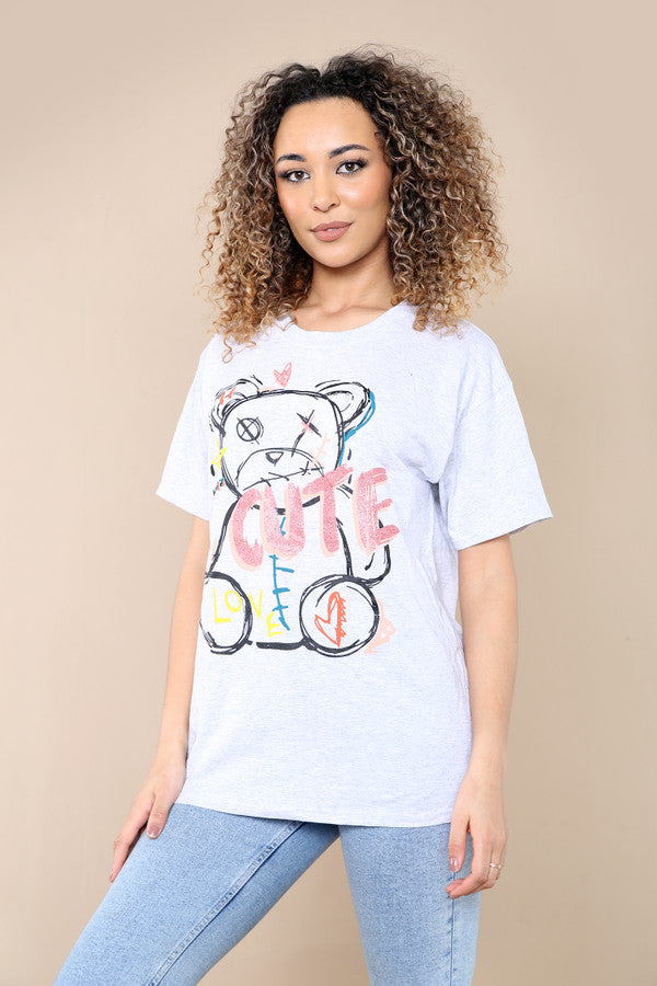 “Cute” Printed Short Sleeves T-Shirt