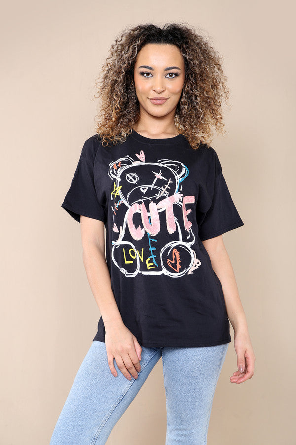 “Cute” Printed Short Sleeves T-Shirt