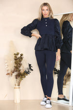 Load image into Gallery viewer, Long Ruched Sleeves Ribbed Co-Ord Set

