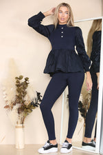 Load image into Gallery viewer, Long Ruched Sleeves Ribbed Co-Ord Set
