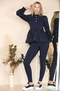Long Ruched Sleeves Ribbed Co-Ord Set