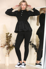 Load image into Gallery viewer, Long Ruched Sleeves Ribbed Co-Ord Set
