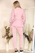 Load image into Gallery viewer, Long Ruched Sleeves Ribbed Co-Ord Set

