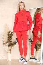 Load image into Gallery viewer, Long Ruched Sleeves Ribbed Co-Ord Set
