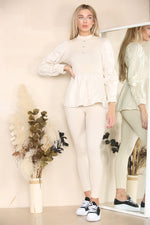 Load image into Gallery viewer, Long Ruched Sleeves Ribbed Co-Ord Set
