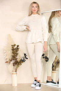 Long Ruched Sleeves Ribbed Co-Ord Set