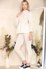Load image into Gallery viewer, Long Ruched Sleeves Ribbed Co-Ord Set
