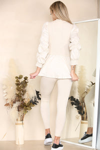 Long Ruched Sleeves Ribbed Co-Ord Set