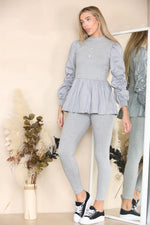 Load image into Gallery viewer, Long Ruched Sleeves Ribbed Co-Ord Set
