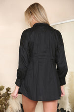 Load image into Gallery viewer, Collar Pleated Long Sleeve Fitted Waist Shirt
