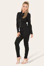 Load image into Gallery viewer, Front Pocket Zip Suit Ribbed Hooded Lounge Wear Set
