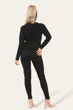 Load image into Gallery viewer, Front Pocket Zip Suit Ribbed Hooded Lounge Wear Set

