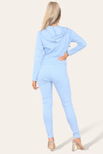 Load image into Gallery viewer, Front Pocket Zip Suit Ribbed Hooded Lounge Wear Set
