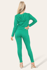 Load image into Gallery viewer, Front Pocket Zip Suit Ribbed Hooded Lounge Wear Set
