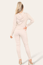 Load image into Gallery viewer, Front Pocket Zip Suit Ribbed Hooded Lounge Wear Set

