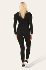 Load image into Gallery viewer, Frilled Sleeves Shoulder Golden Button Lounge Wear Set

