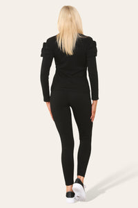Frilled Sleeves Shoulder Golden Button Lounge Wear Set