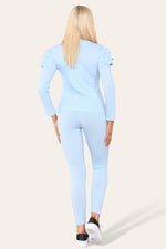 Load image into Gallery viewer, Frilled Sleeves Shoulder Golden Button Lounge Wear Set
