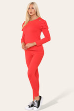 Load image into Gallery viewer, Frilled Sleeves Shoulder Golden Button Lounge Wear Set
