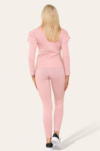 Frilled Sleeves Shoulder Golden Button Lounge Wear Set