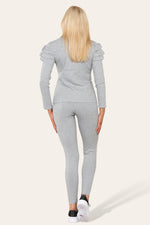 Load image into Gallery viewer, Frilled Sleeves Shoulder Golden Button Lounge Wear Set
