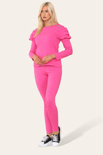 Load image into Gallery viewer, Frilled Sleeves Shoulder Golden Button Lounge Wear Set
