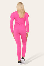 Load image into Gallery viewer, Frilled Sleeves Shoulder Golden Button Lounge Wear Set
