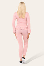 Load image into Gallery viewer, Long Sleeves Peplum Front Buttons Frilled Hem Lounge Wear Set
