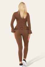 Load image into Gallery viewer, Long Sleeves Peplum Front Buttons Frilled Hem Lounge Wear Set
