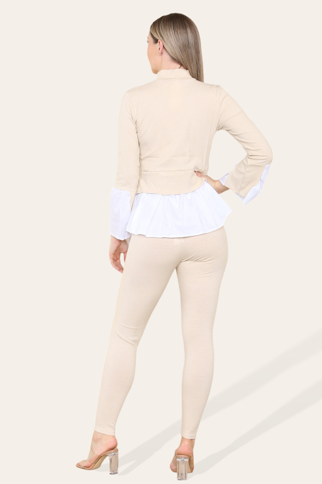 Ribbed Lounge Wear Flared Shirt & Leggings Co-Ord Set