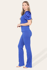 Load image into Gallery viewer, Silky Satin Puff Sleeves Ribbed Lounge Set
